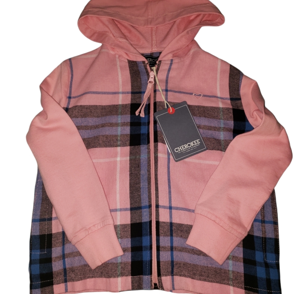 Flannel Zip-Up Cherokee Pink/Navy Shacket